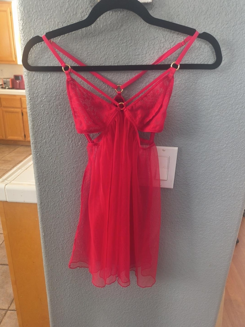 Victoria's Secret Women's Red Lace & Mesh Chemise